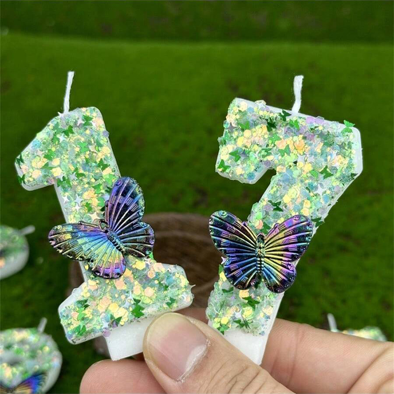Soy Wax - 1 adet Yeşil Payetler Numarası 0-9